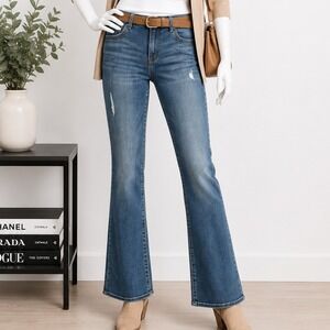 Democracy Womens Jeans Blue Ab Technology Distressed Straight Leg 4